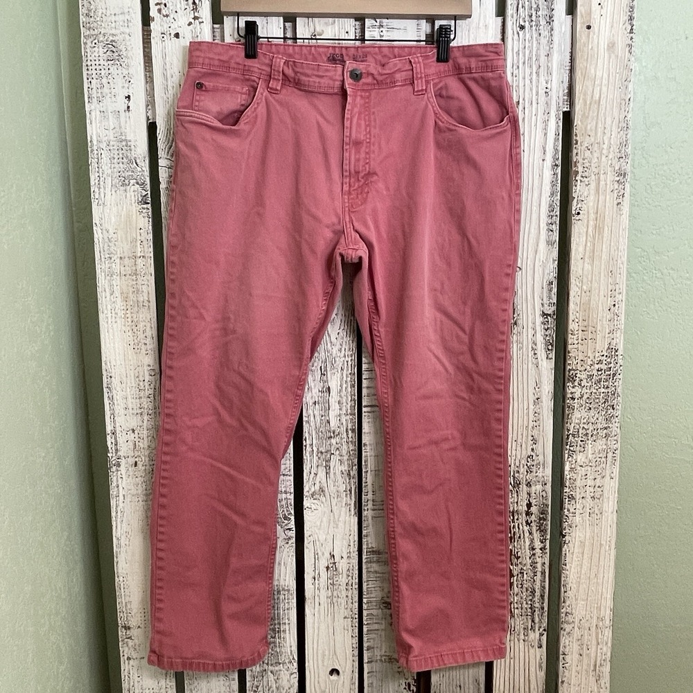 IZOD Saltwater Stretch Chino Women 36" Coral Crop Pants Preppy Retro Vibe Casual